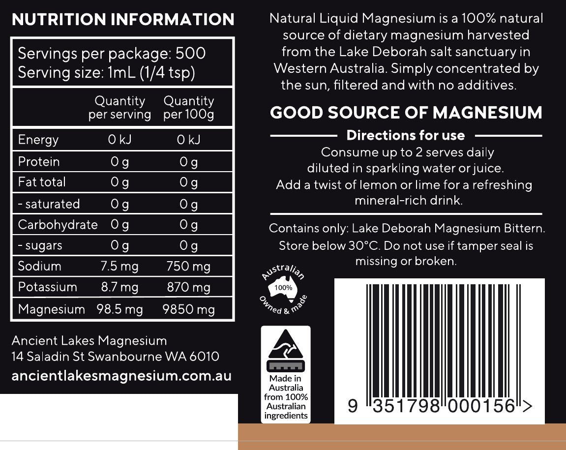 Natural Liquid Highly Concentrated Magnesium 500ml