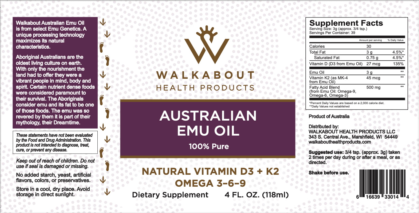 Walk About Pure Australian Emu oil (New label/same great product)