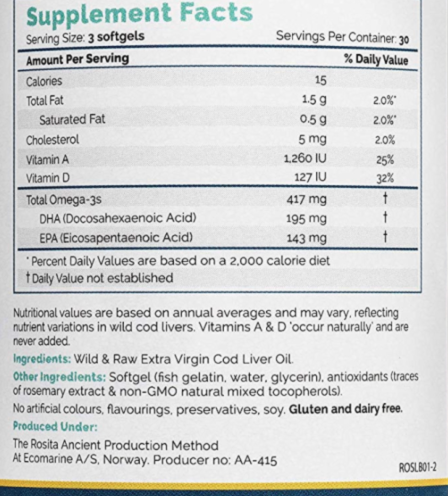 Rosita Extra Virgin Cod Liver Capsules