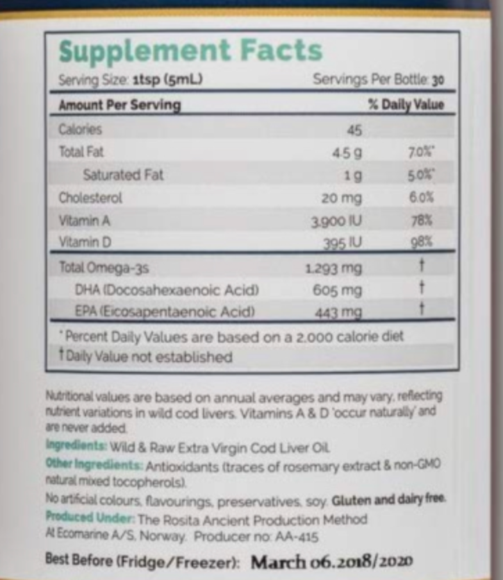 Rosita Extra Virgin Cod Liver Oil Liquid