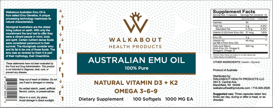 Walk About Pure Australian Emu Oil Capsules (New label/same great product)