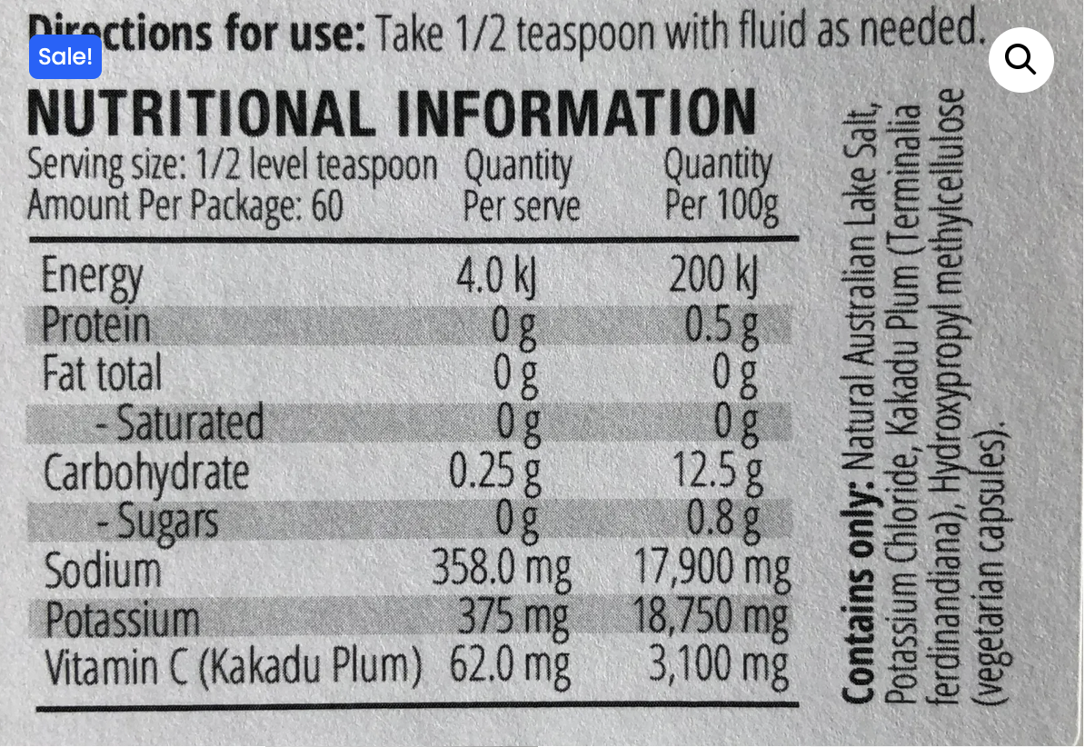 C+Salts (aka adrenal cocktail) Kakadu Plum Adrenal Support Powder 120gr